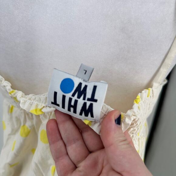 Anthropologie WHIT TWO Yellow Polka Dot Maxi Preppy Dress With Pockets Women L - Picture 11 of 13